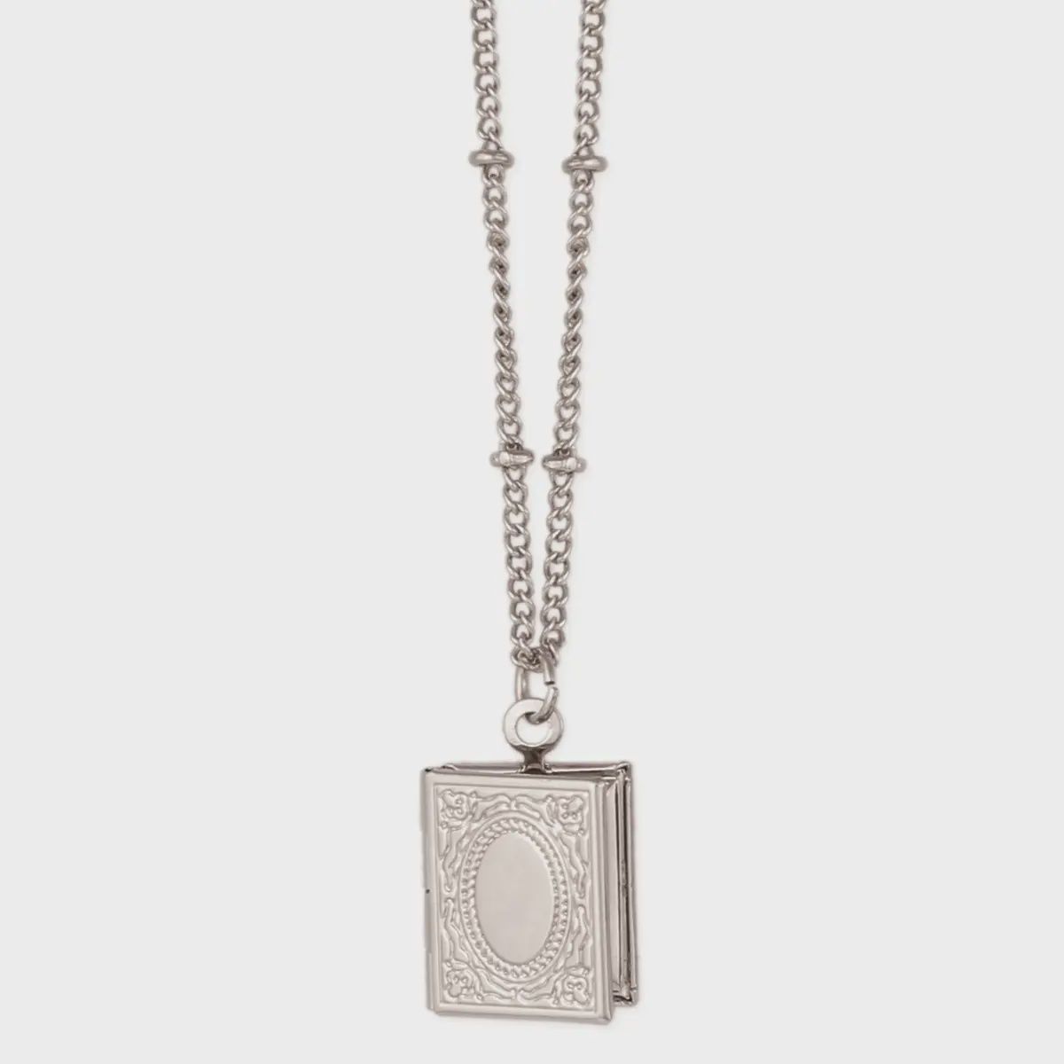 Secret Diary Silver Book Locket Necklace