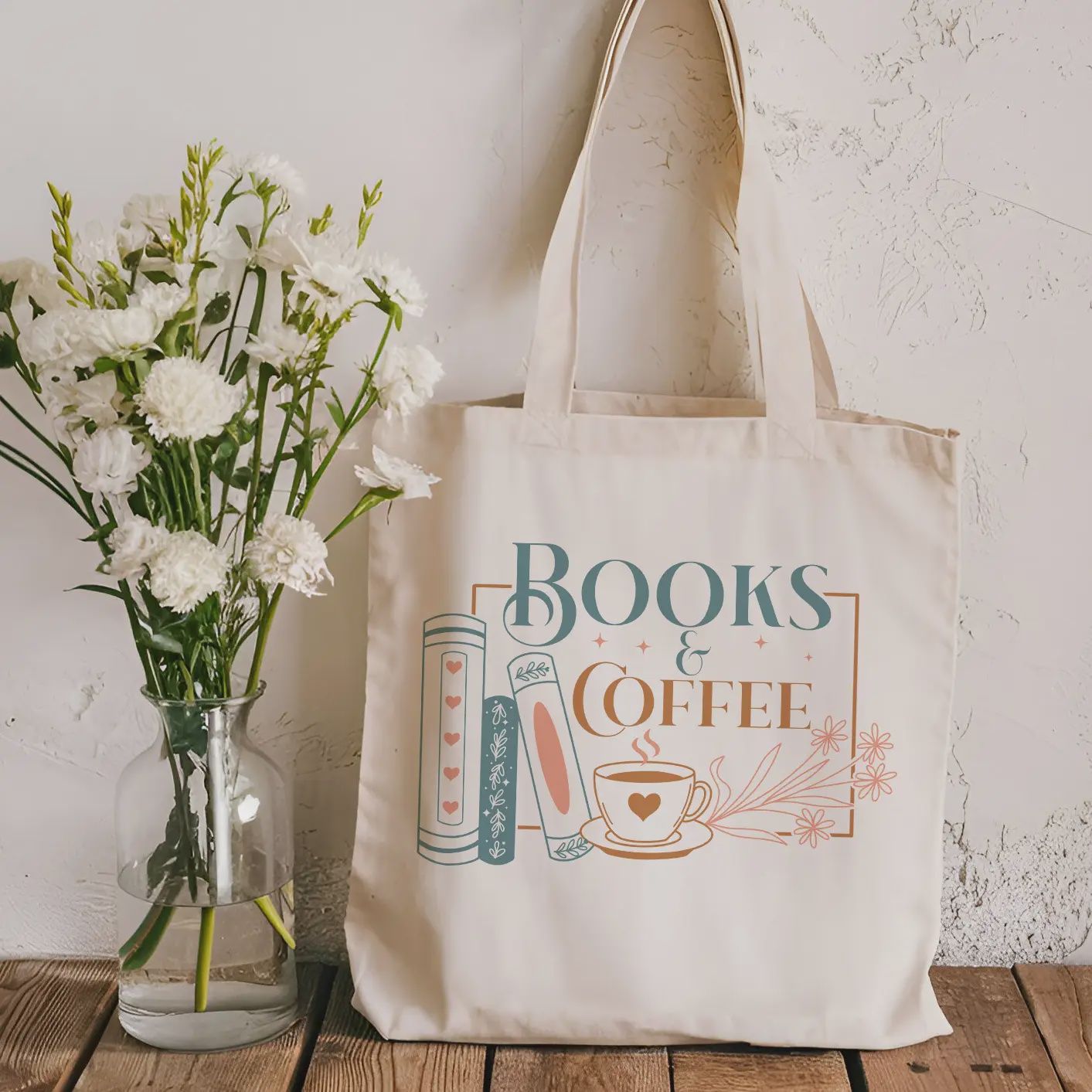 Coffee and Books Canvas Tote Bag