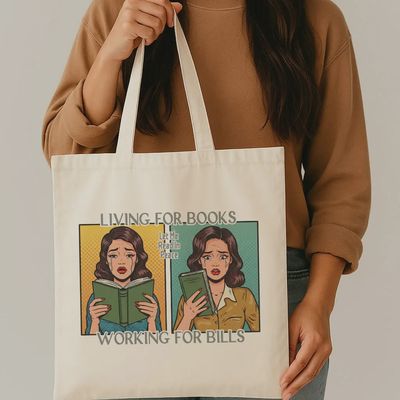 Living For Books Canvas Tote Bag