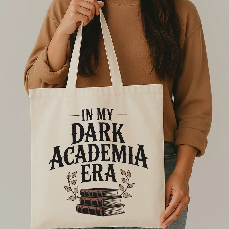 Dark Academia Era Canvas Tote Bag