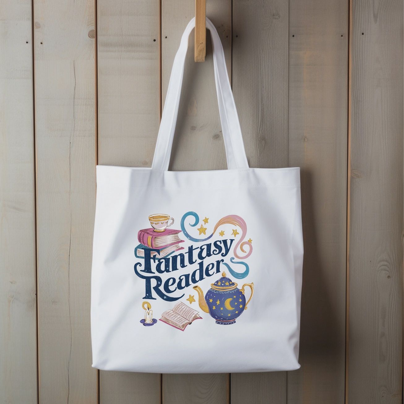 FANTASY READER **THICK** cute book lovers tote bag