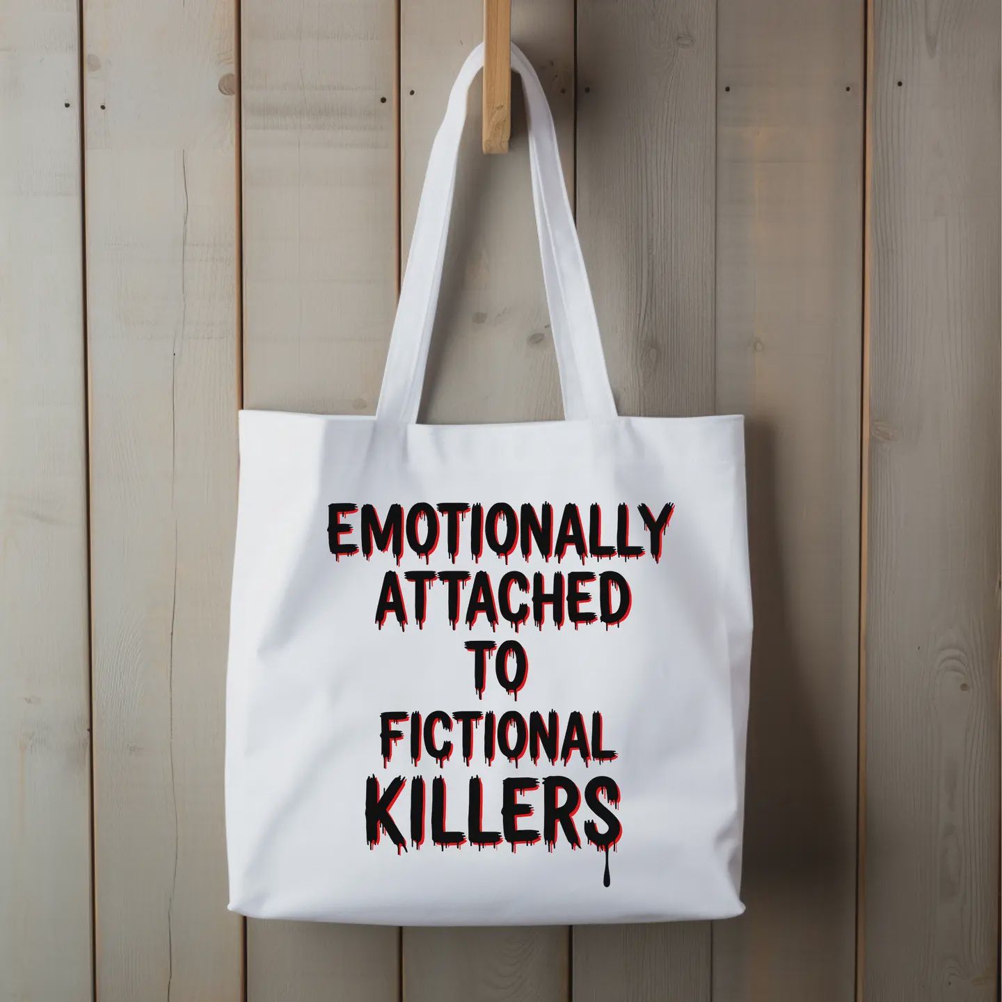 EMOTIONALLY ATTACHED  **THICK** 100% cotton book tote