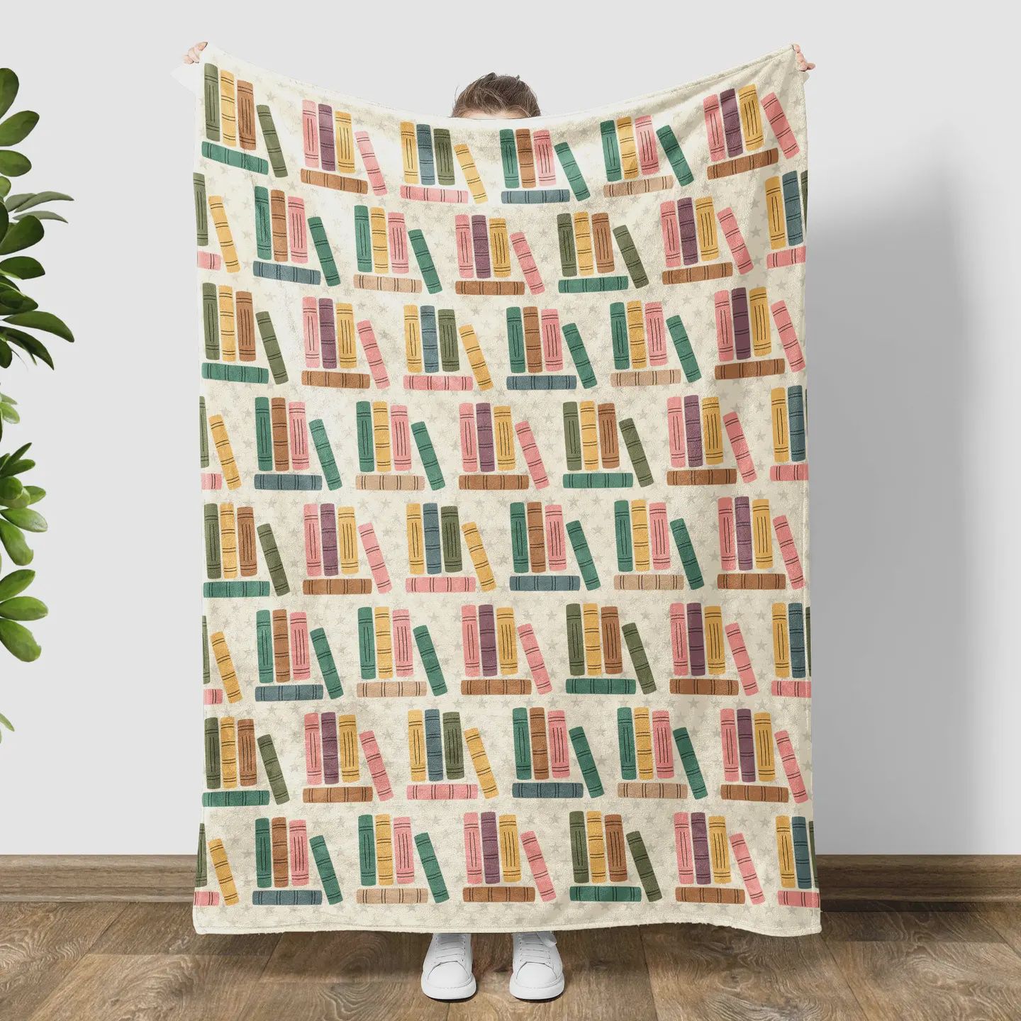 Retro Book Lover Reader Blanket Cozy Library Reading Throw