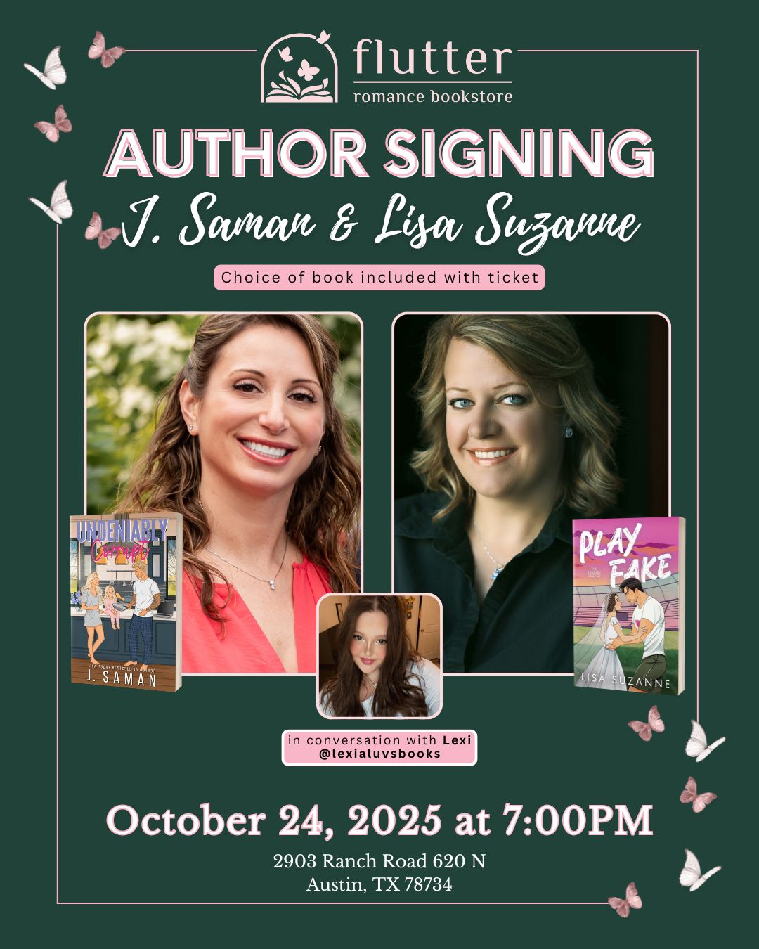 In Store Signing and Conversation with J. Saman, Lisa Suzanne &amp; Lexi @lexialuvsbooks  (10/24/25), Book Choice: Both Books