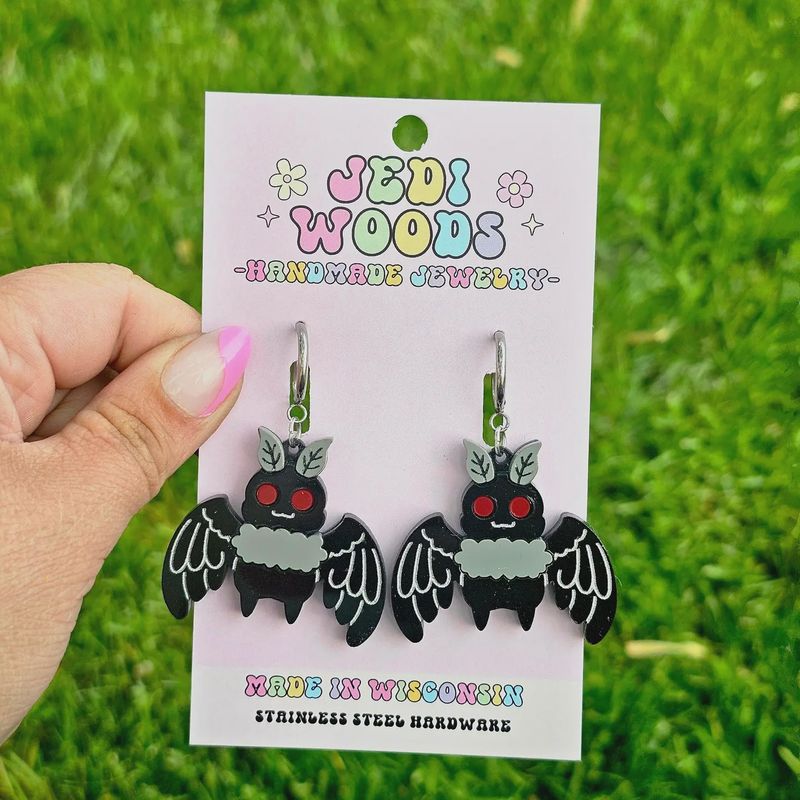 Legend of Mothman Crypid Layered Acrylic Earrings