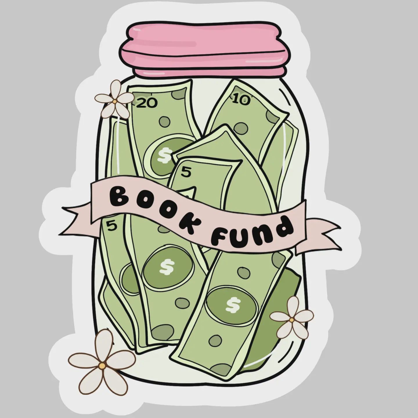 Book Fund Jar – 3&quot; Waterproof Bookish Sticker with Holo Overlay – Reading, Books, Reader Gift, Book Lover