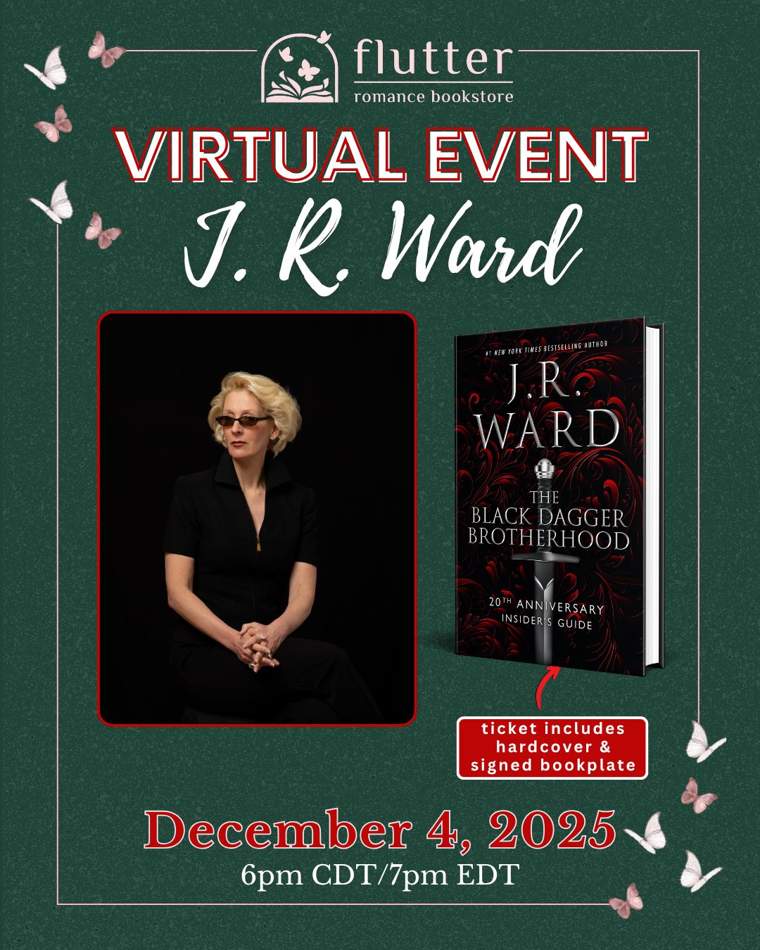 The Black Dagger Brotherhood: A Virtual Night with J.R. Ward + Signed Bookplate (12/04/25)