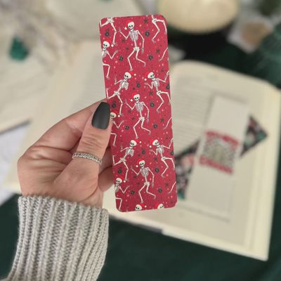 Christmas Skeleton Bookmark Red