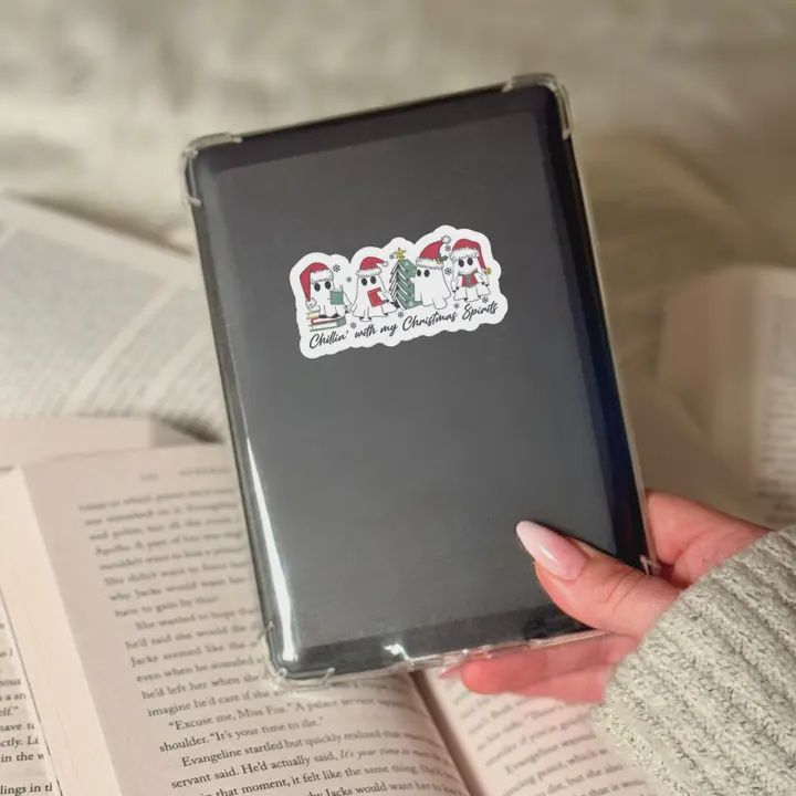 Chillin With My Christmas Spirits Ghost – 3&quot; Waterproof Bookish Sticker with Holo Overlay – Reading, Books, Reader Gift, Book Lover