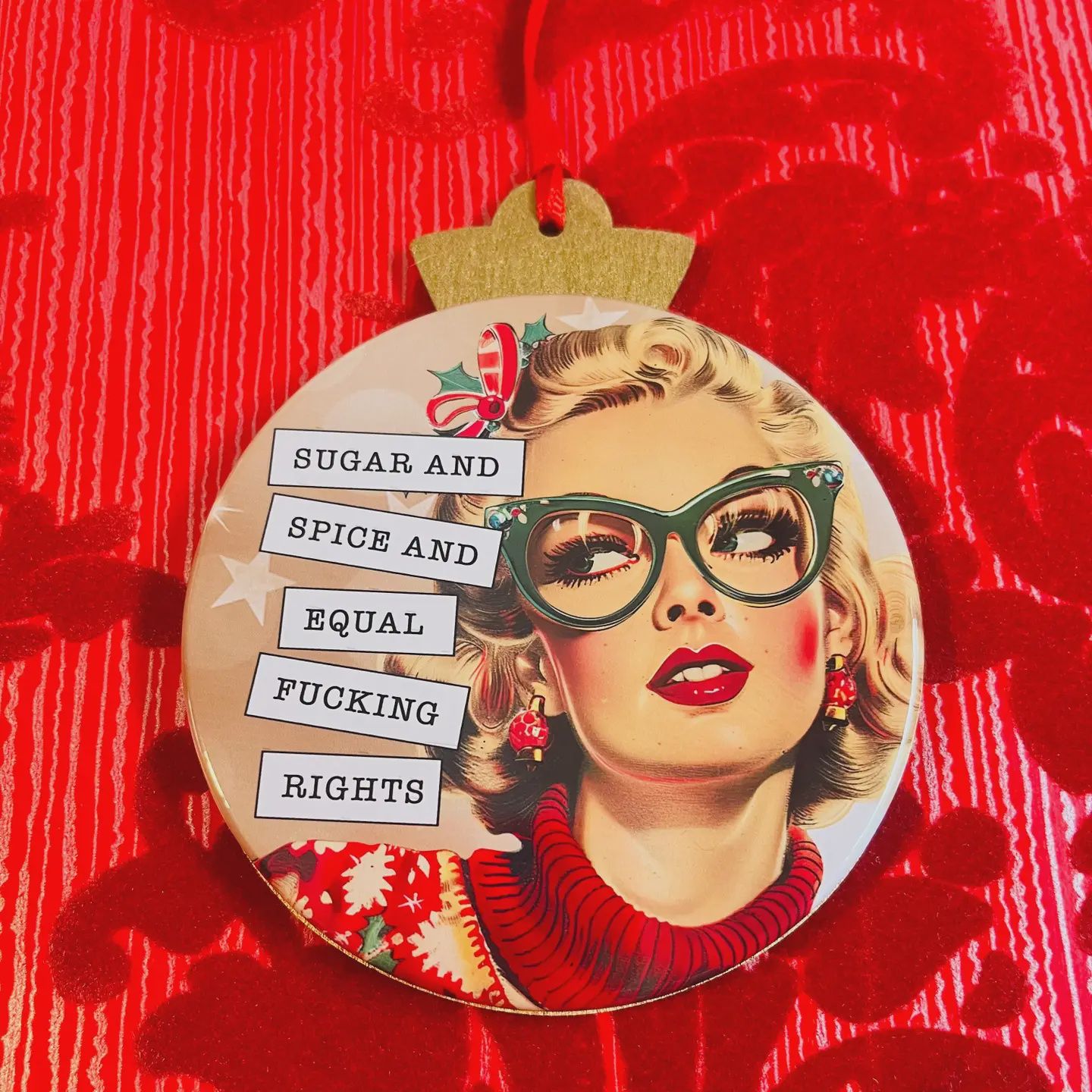 Sugar and Spice - Vintage Holiday Ladies - &#39;r&#39; Rated Christmas Ornament