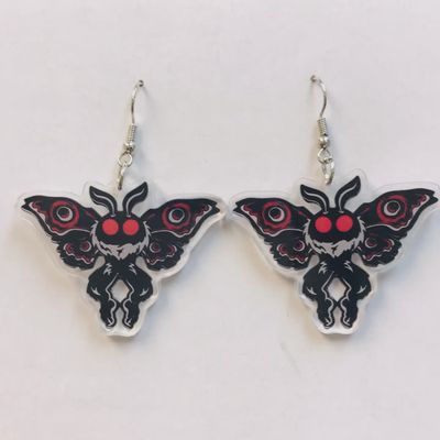 Mothman Cryptid Creature Earring, Acrylic Moth Earrings