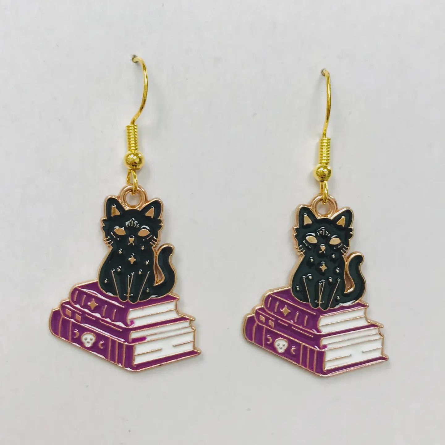 Tiny Bookish Cat Earrings