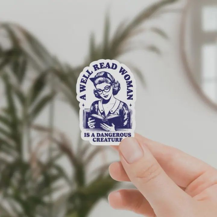 Well Read Woman Waterproof Sticker