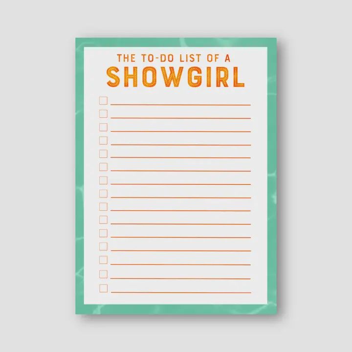 The To Do List of a Showgirl Notepad