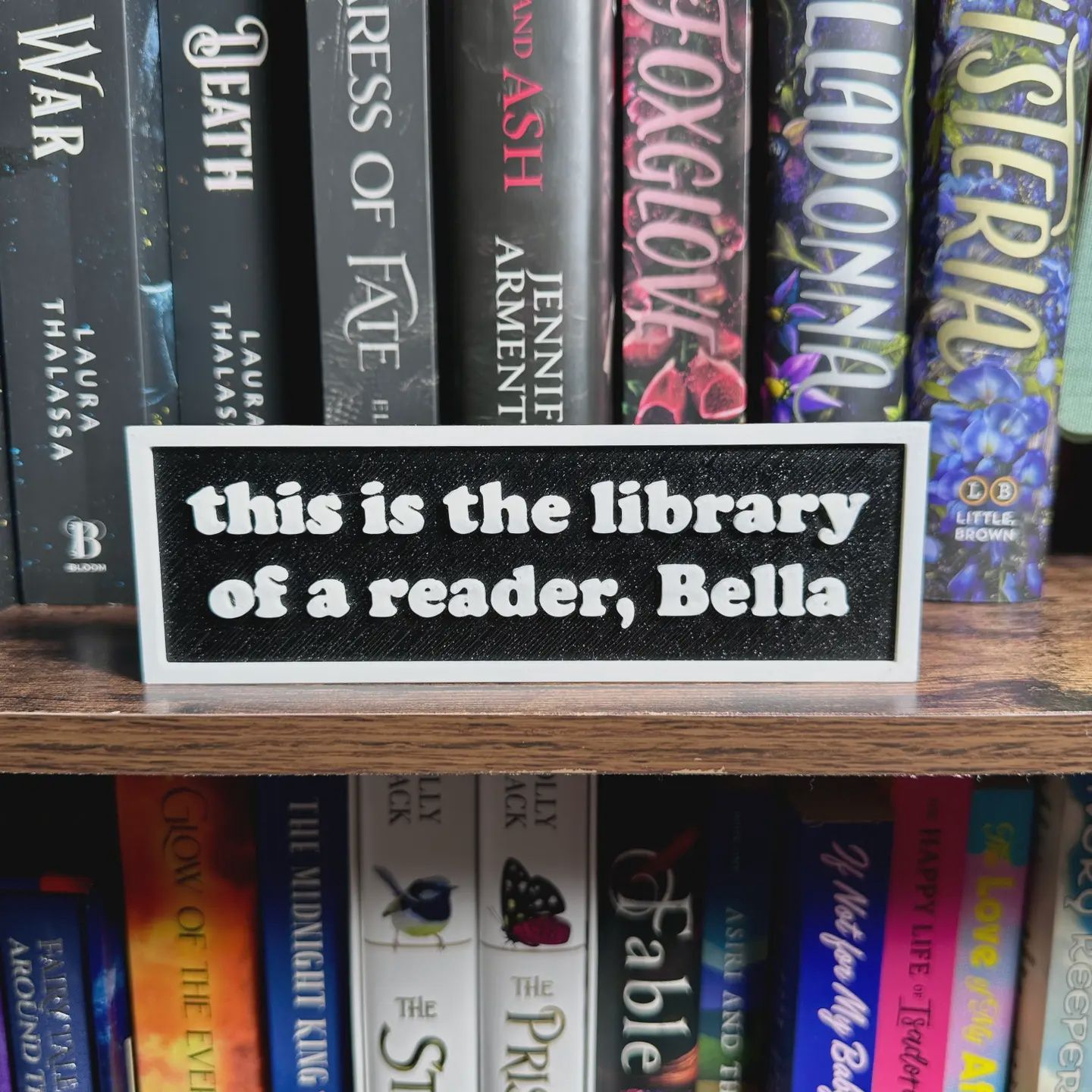 This Is the Library of A Reader Bella Sign | Bookshelf Decor Black Sparkle