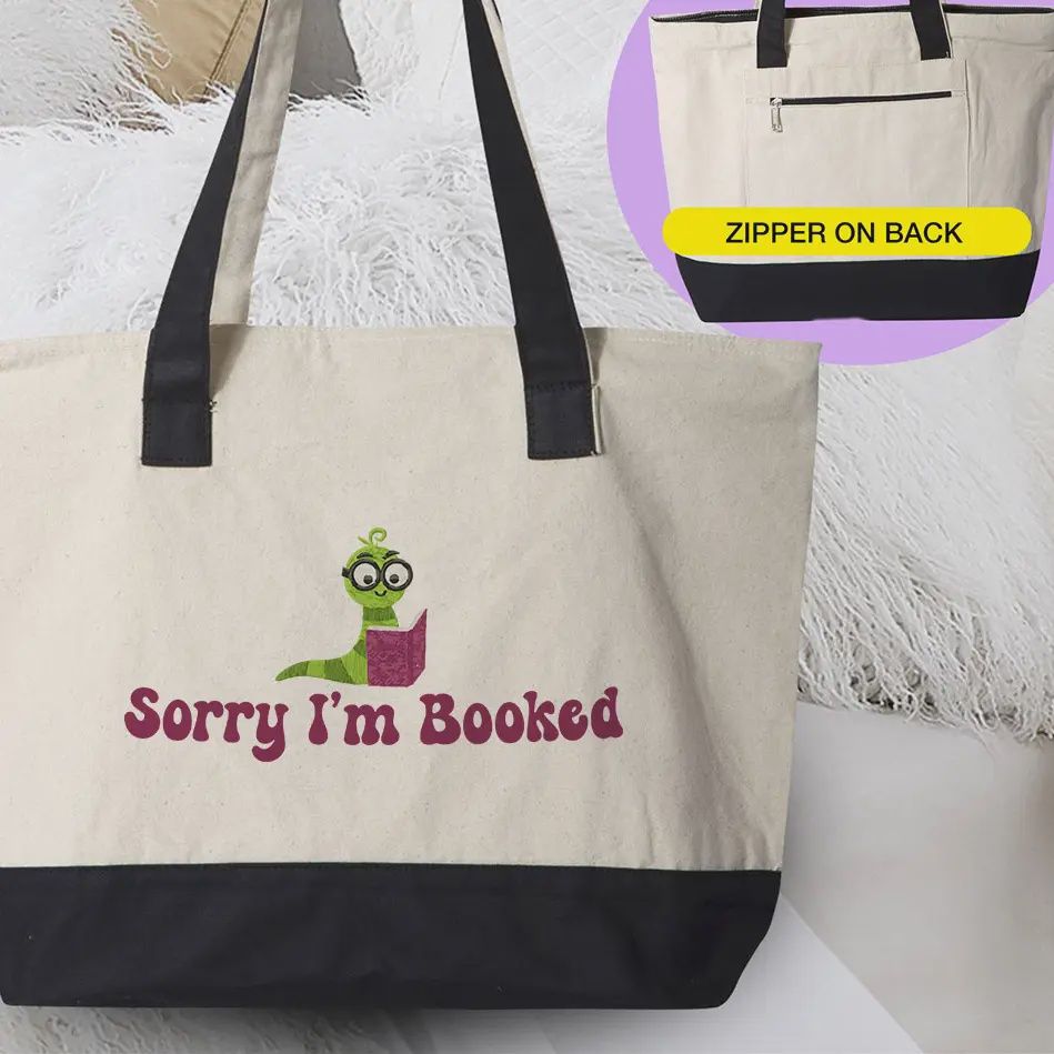 Sorry I'm Booked - Cute Bookworm Book Reading Tote Bag