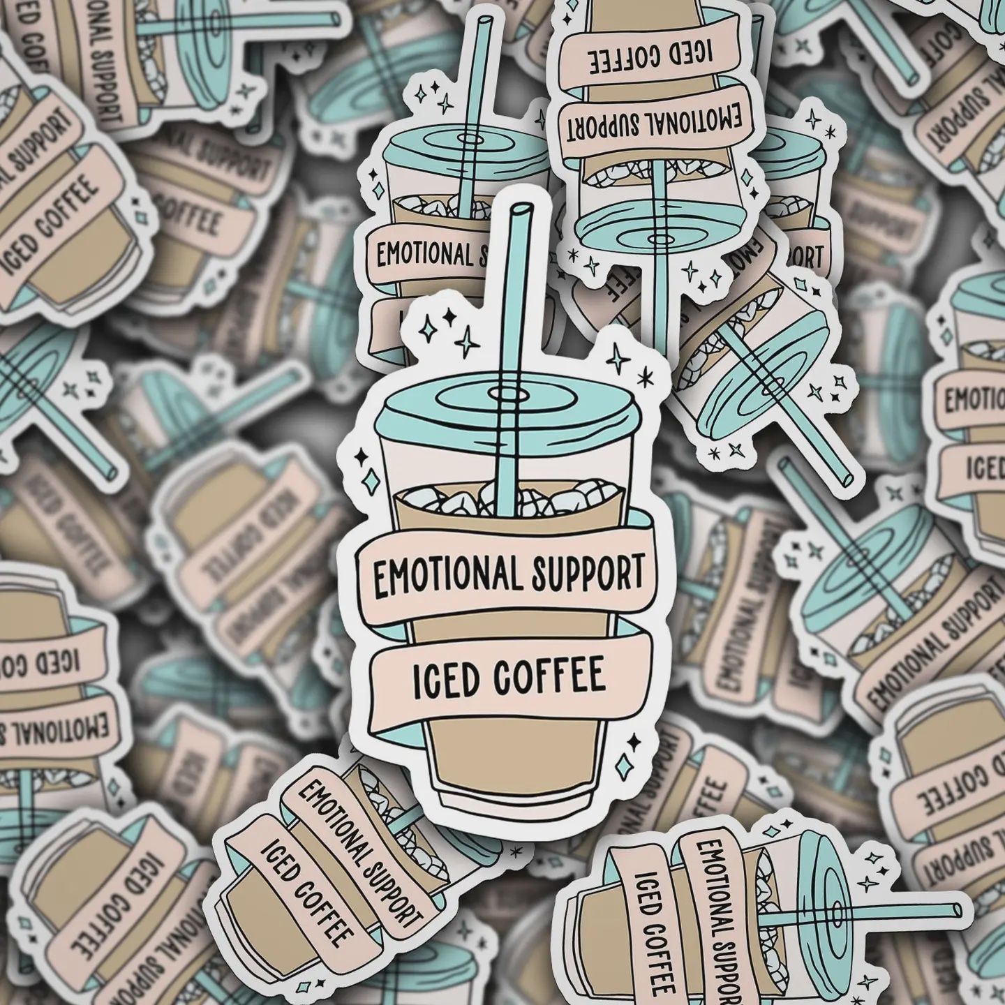 Vinyl Decal Emotional Support Iced Coffee