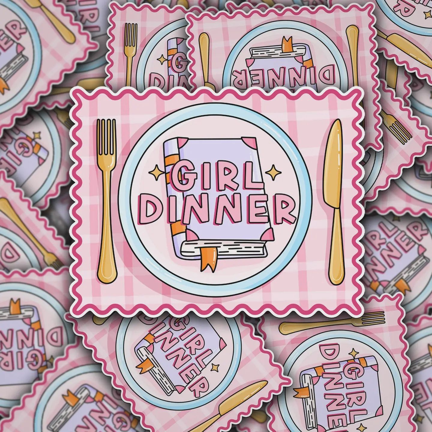 Vinyl Decal Girl Dinner Book