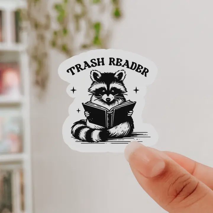 Trash Reader Raccoon Waterproof Sticker