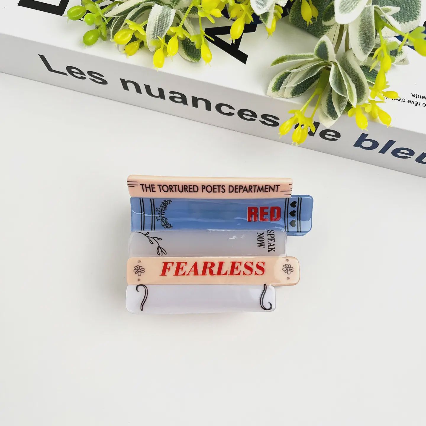 Stacked Book Hair Clip,Acetate Claw Clip, Option: QZ10076LL-B