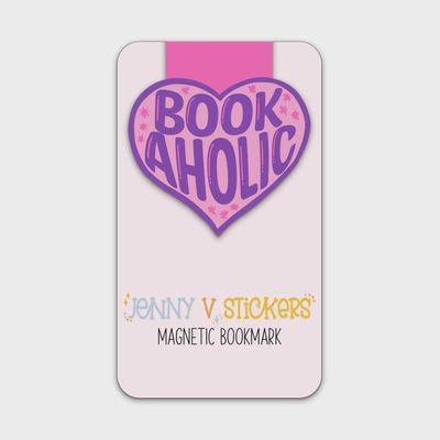 Bookaholic Magnetic Bookmark | Pink and Purple Heart