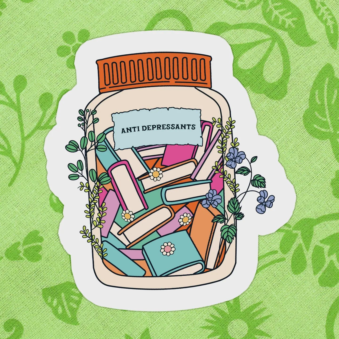 Book Anti-Depressants Bottle Sticker