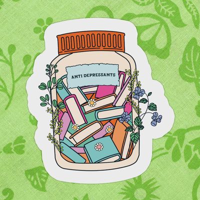 Book Anti-Depressants Bottle Sticker