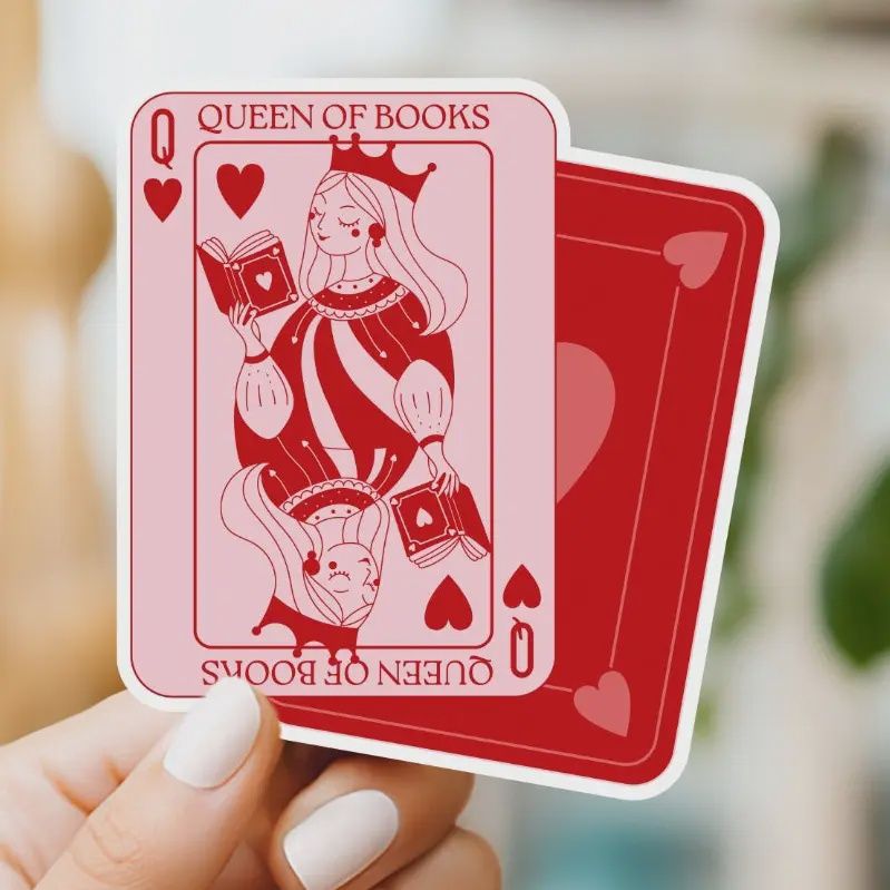 Queen of Books Playing Cards Sticker