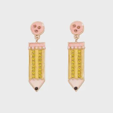 Back to school  diamond pencil earrings Teacher's Day gift