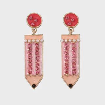 Back to school  diamond pencil earrings Teacher's Day gift