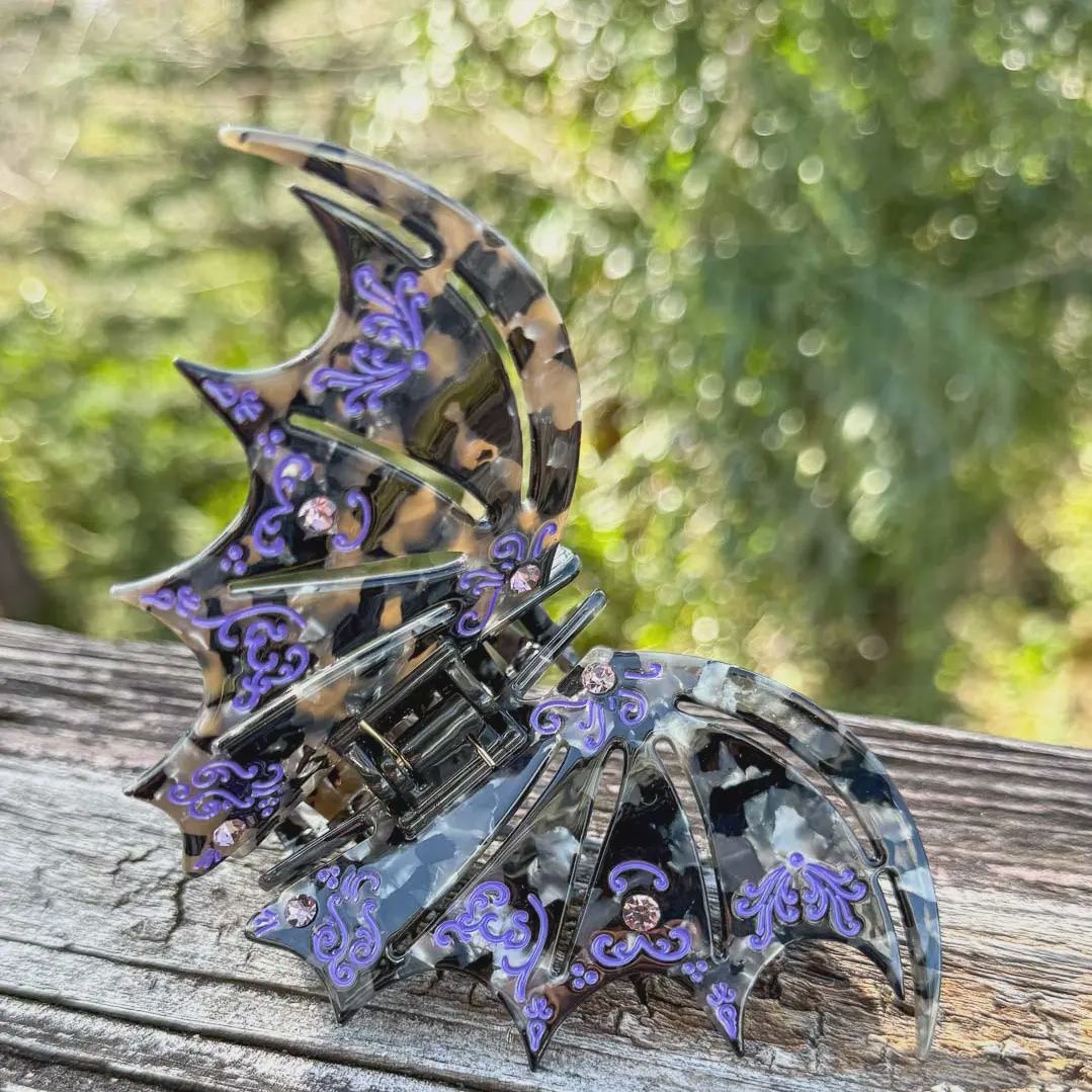 Bat Boys Hair Claw Clip - Violet