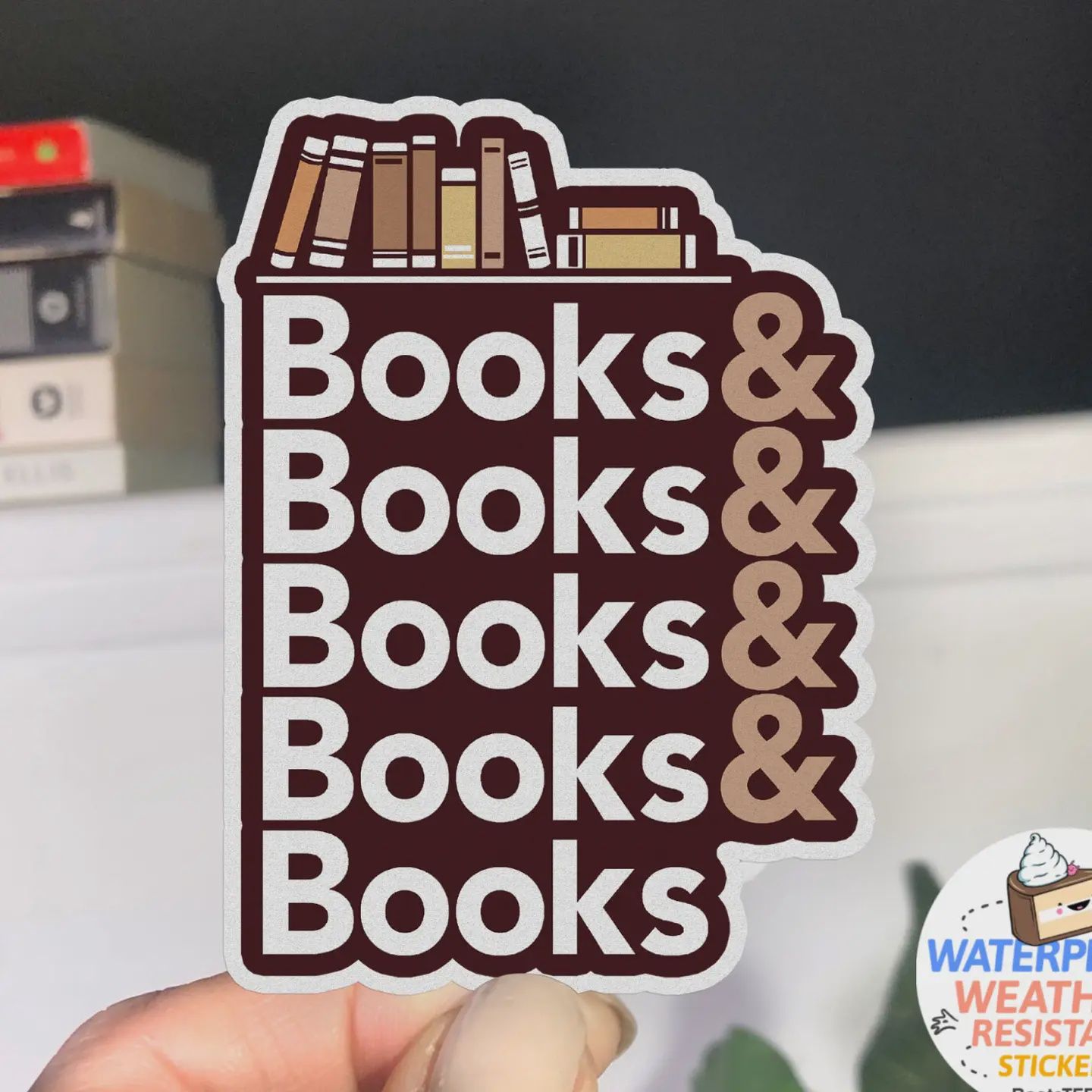 Books and Books Sticker, 3" Waterproof Reading Stickers