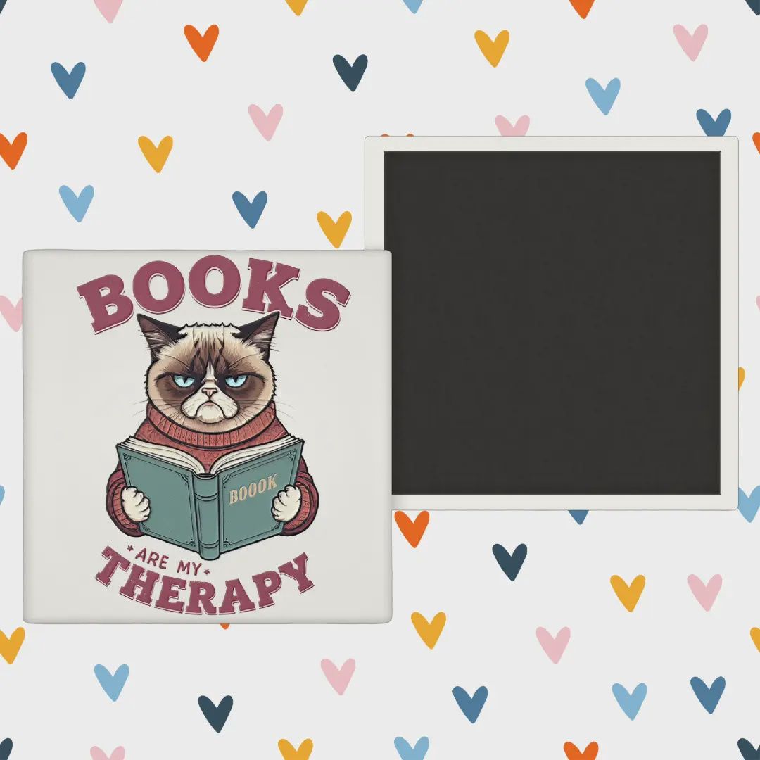 Books Are My Therapy - Book Club - Fridge Magnet