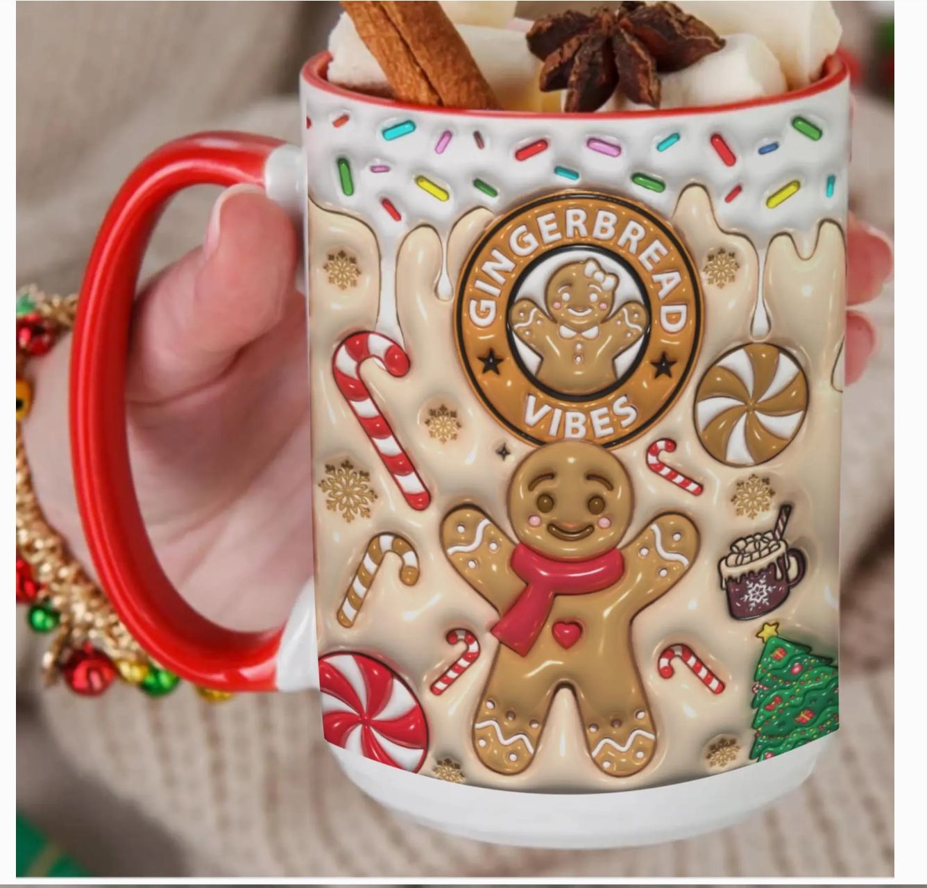 Gingerbread Vibes Christmas Mug, Cute Christmas Mug