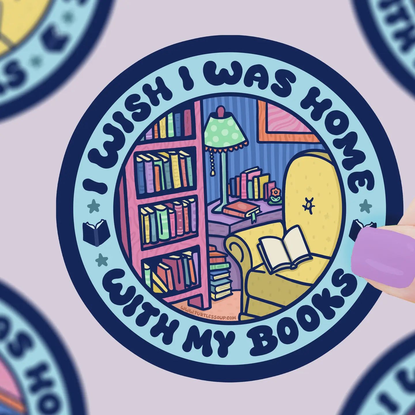 Wish I Was Home with My Books Vinyl Sticker