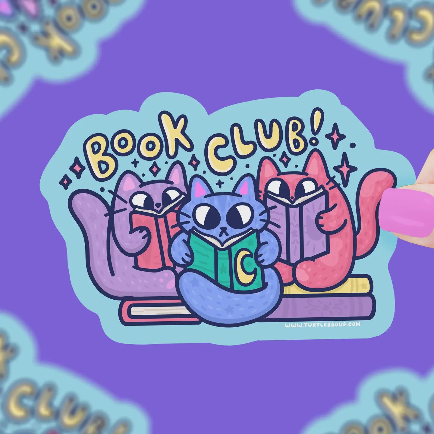 Kitty Book Club, Cute, Cats, Reader, Bookish, Vinyl Sticker
