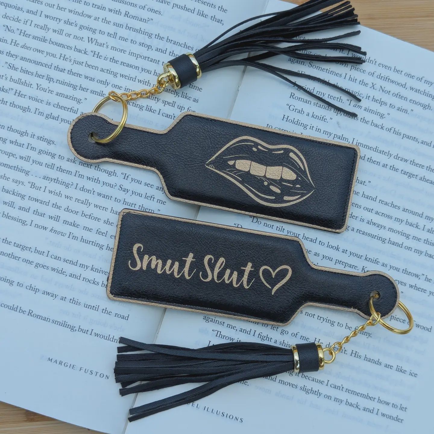 Bookish Good Girl Paddle Faux Leather Bookmark &amp; Keychain