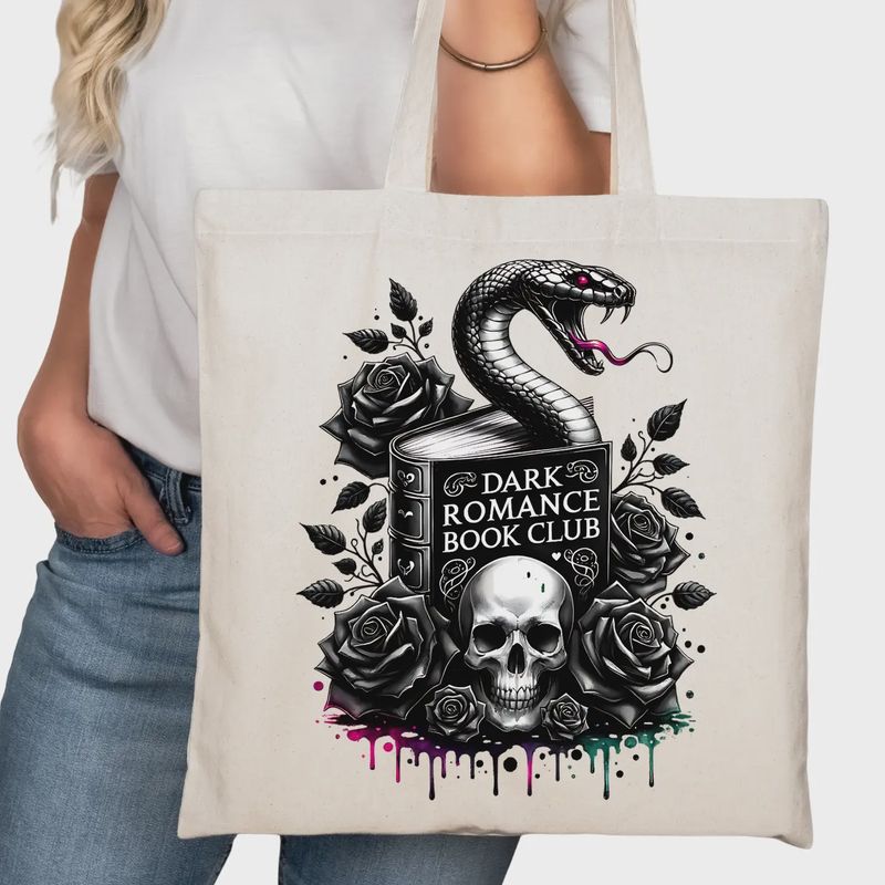 Dark Romance Book Club Snake Bookish Tote Bag – Reading Tote Book Lovers – Book Reader Bag - Romance Reader Tote - Book Store Merchandise