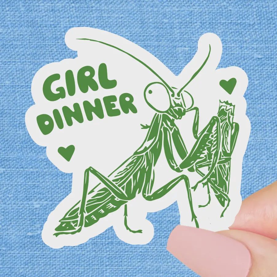 Girl Dinner, Funny Sticker, Laptop Sticker