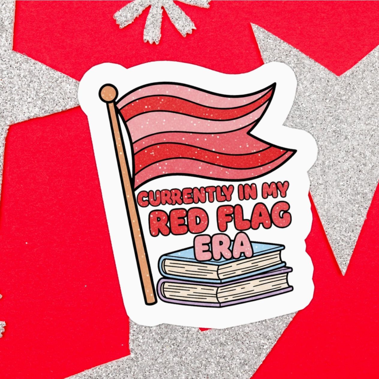 Book Bookish Villain Smut Red Flag Waterproof Vinyl Sticker