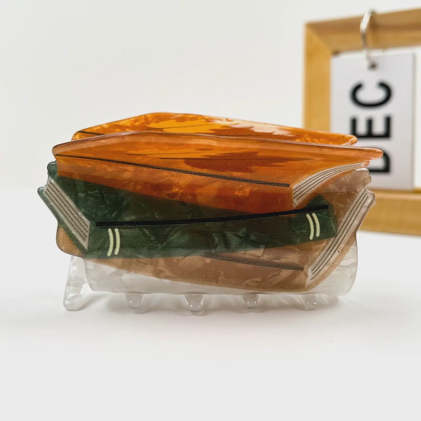 Book Print Acrylic Hair Claw Clip