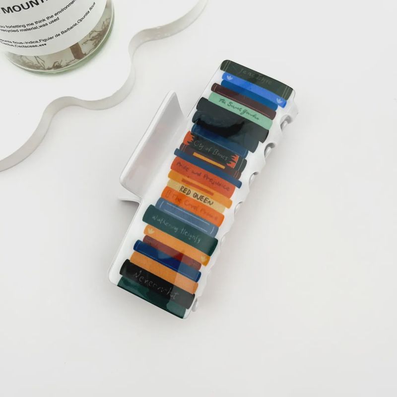 Colorful Book Stack Hair Claw – Pvc Study Buddy Clip