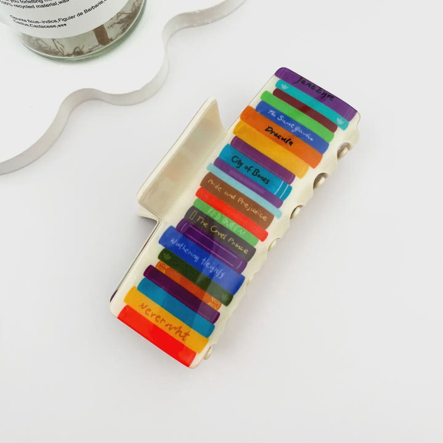 Colorful Book Stack Hair Claw – Pvc Study Buddy Clip, Option: Beige