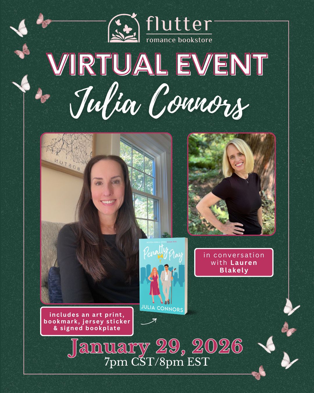 Julia Connors In Conversation with Lauren Blakely (Includes Penalty Play + a Signed Book Plate) (1/29/26)