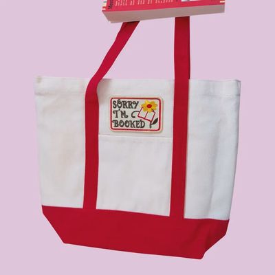 Bookish Canvas Tote | Sorry I'm Booked Red