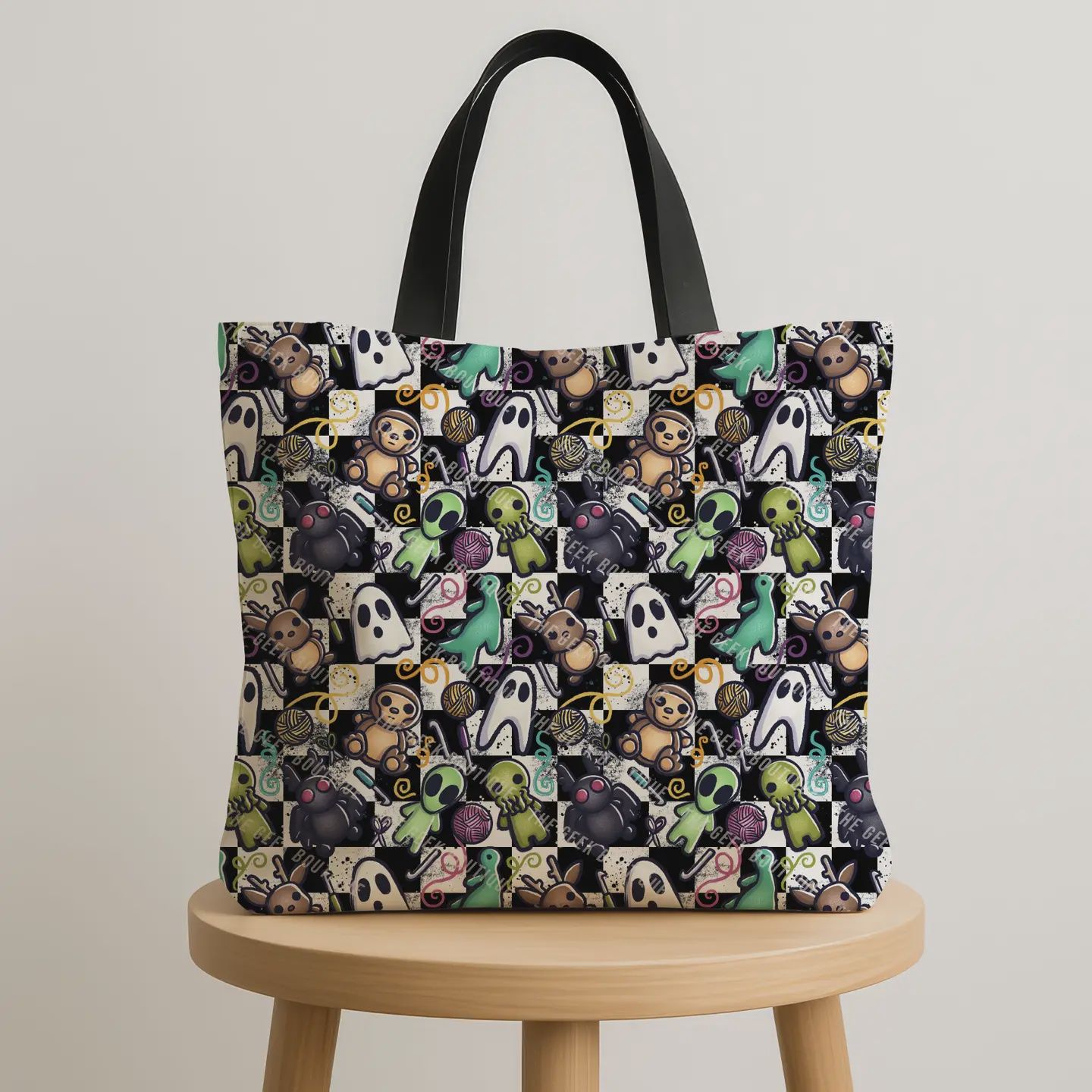 Cozy Cryptid Crochet Craft Sew Large Zipper Tote Bag