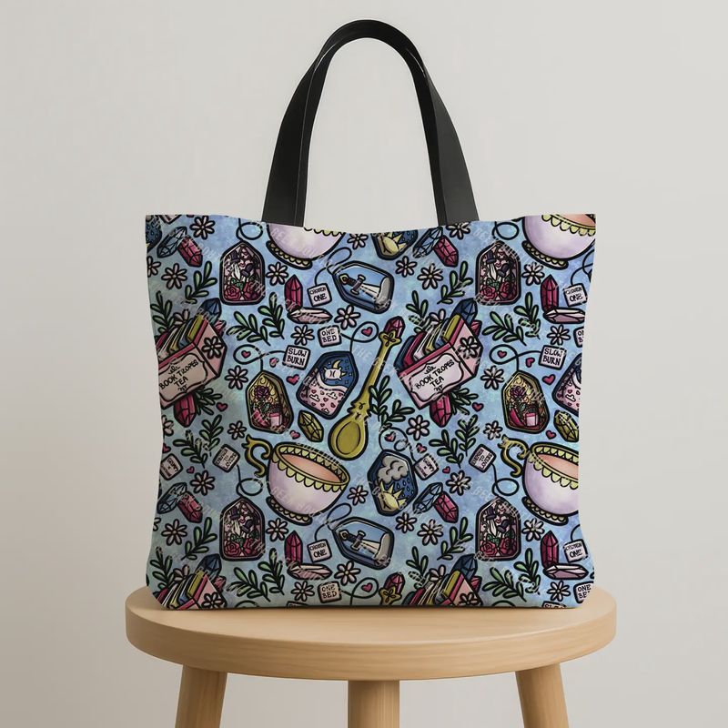 Book Trope Tea Party Bookish Romance Large Zipper Tote Bag