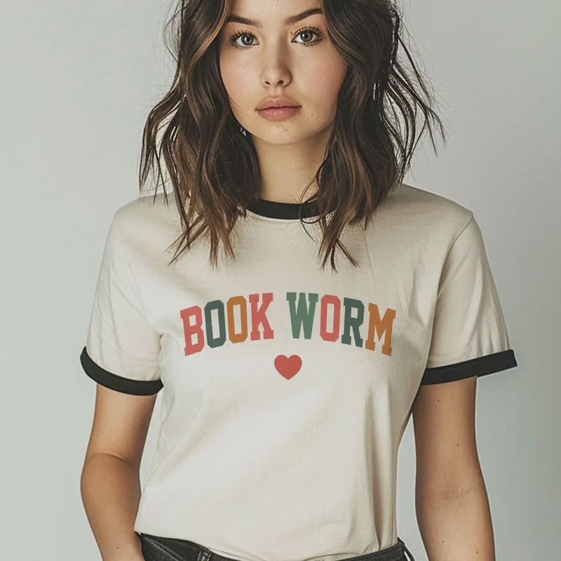 Bookworm Heart - Cute Book Reading Ringer Shirt
