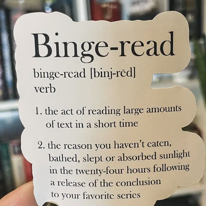 Binge Read Water Resistant Sticker Water Bottle Kindle Laptop Planner Journal Sticker