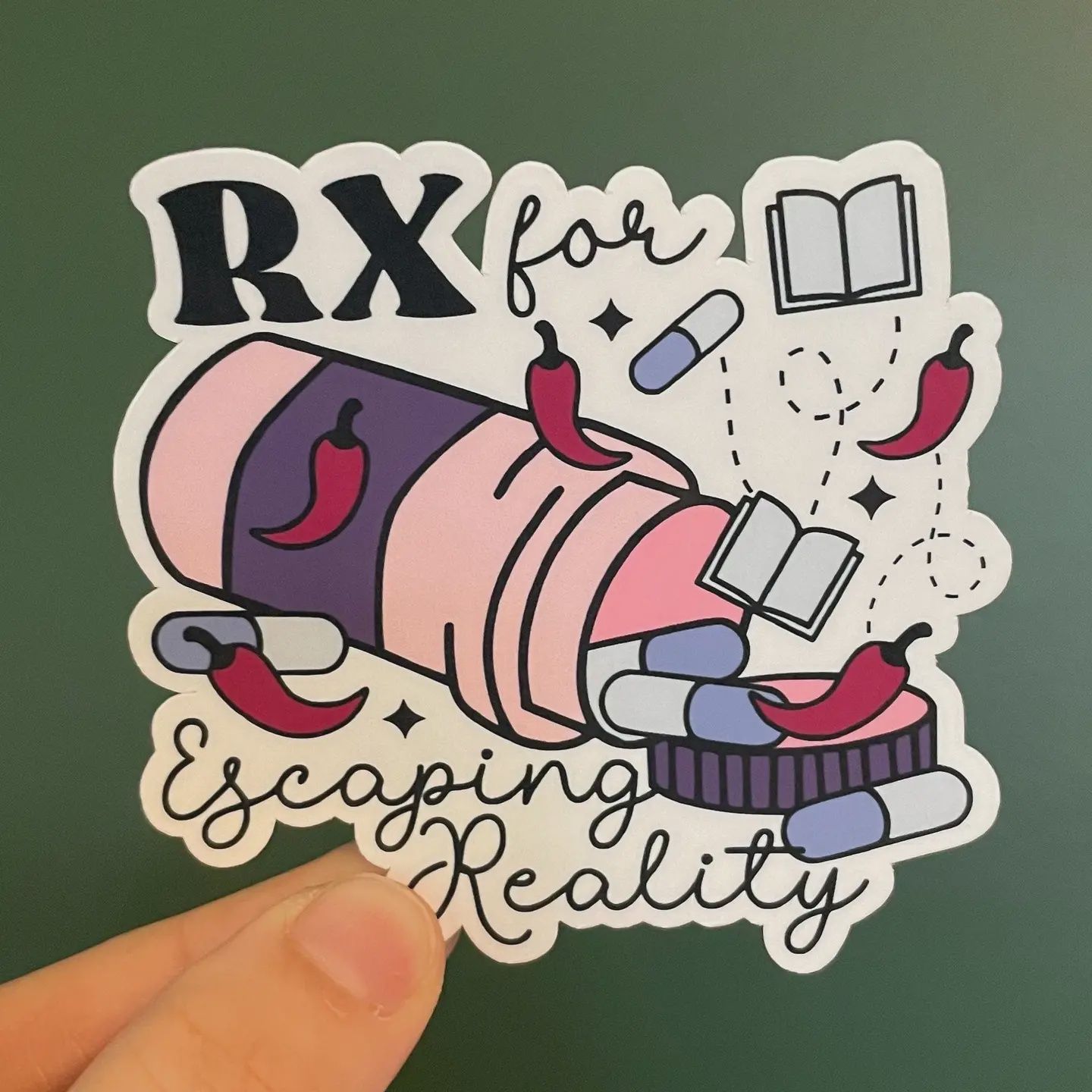 Prescription For Escaping Reality Water Resistant Sticker For Journal Laptop Kindle Water Bottle Planner Cute Self Care Sticker